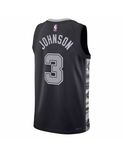Herren San Antonio Spurs Keldon Johnson No. 3 Jordan Brand Schwarz 2022/23 Swingman Jersey mit Disclaimer Edition