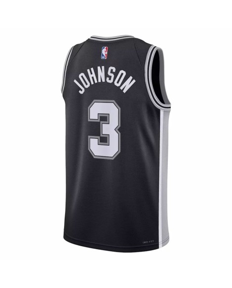 Herren Nike Schwarz 2022/23 San Antonio Spurs Keldon Johnson No. 3 Swingman Trikot mit Icon Version