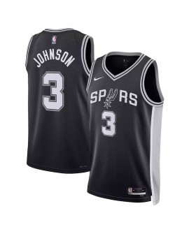 Herren Nike Schwarz 2022/23 San Antonio Spurs Keldon Johnson No. 3 Swingman Trikot mit Icon Version