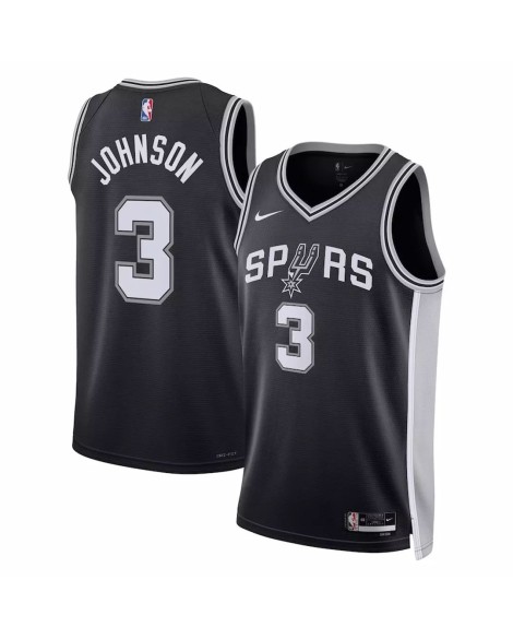 Herren Nike Schwarz 2022/23 San Antonio Spurs Keldon Johnson No. 3 Swingman Trikot mit Icon Version