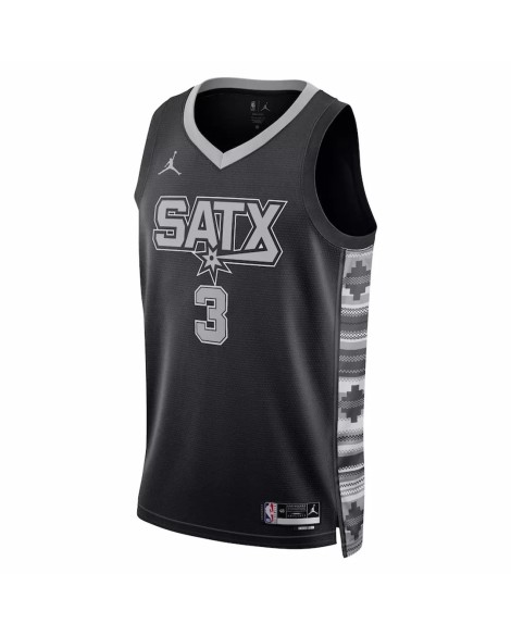 Herren San Antonio Spurs Keldon Johnson No. 3 Jordan Brand Schwarz 2022/23 Swingman Jersey mit Disclaimer Edition