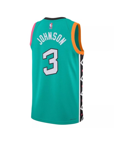 Herren Nike Green 2022/23 San Antonio Spurs Keldon Johnson No. 3 Swingman Trikot mit City Edition