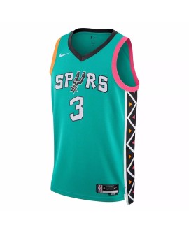 Herren Nike Green 2022/23 San Antonio Spurs Keldon Johnson No. 3 Swingman Trikot mit City Edition