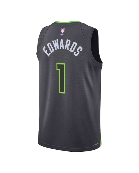 Minnesota Timberwolves Anthony Edwards Herren Jordan Brand Grey 2022/23 Swingman Shirt mit Disclaimer Edition