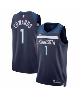 Nike Minnesota Timberwolves Anthony Edwards No.1 Herren Marineblau 2022/23 Swingman Shirt mit Icon Edition