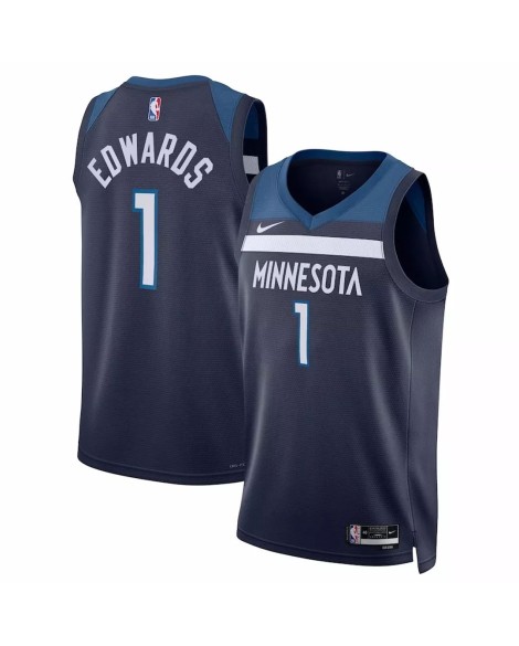 Nike Minnesota Timberwolves Anthony Edwards No.1 Herren Marineblau 2022/23 Swingman Shirt mit Icon Edition