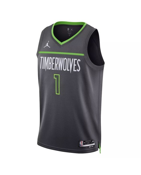 Minnesota Timberwolves Anthony Edwards Herren Jordan Brand Grey 2022/23 Swingman Shirt mit Disclaimer Edition