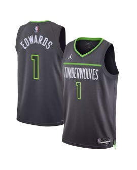 Minnesota Timberwolves Anthony Edwards Herren Jordan Brand Grey 2022/23 Swingman Shirt mit Disclaimer Edition