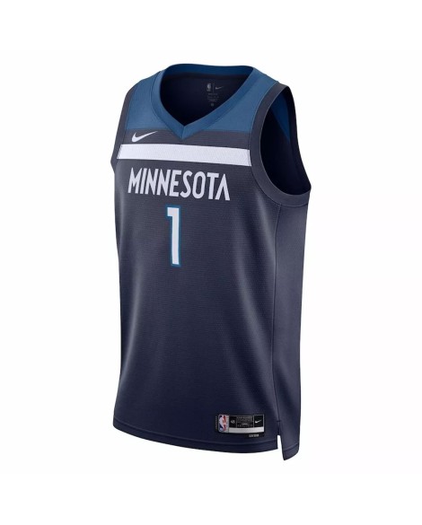 Nike Minnesota Timberwolves Anthony Edwards No.1 Herren Marineblau 2022/23 Swingman Shirt mit Icon Edition