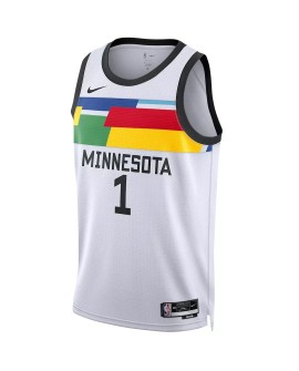 Nike Herren Nike White 2022/23 Minnesota Timberwolves Anthony Edwards No.1 Swingman Shirt für Herren