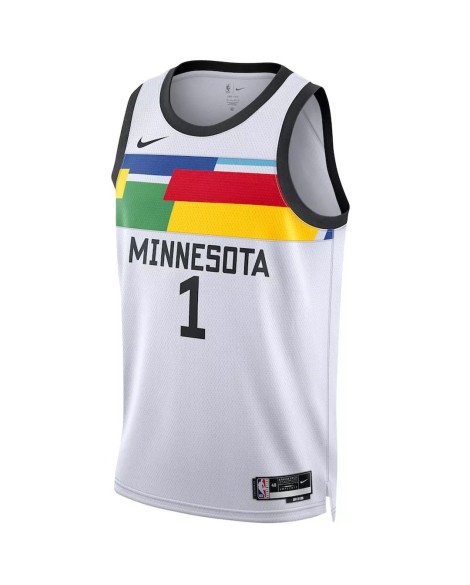 Nike Herren Nike White 2022/23 Minnesota Timberwolves Anthony Edwards No.1 Swingman Shirt für Herren