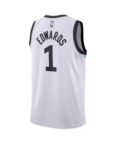 Nike Herren Nike White 2022/23 Minnesota Timberwolves Anthony Edwards No.1 Swingman Shirt für Herren