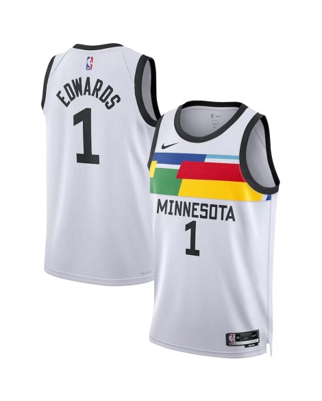 Nike Herren Nike White 2022/23 Minnesota Timberwolves Anthony Edwards No.1 Swingman Shirt für Herren