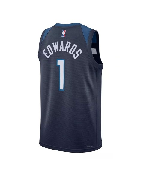 Nike Minnesota Timberwolves Anthony Edwards No.1 Herren Marineblau 2022/23 Swingman Shirt mit Icon Edition