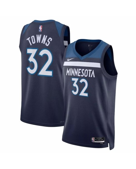 Nike Minnesota Timberwolves Karl Anthony Towns Herren Marineblau 2022/23 Swingman Shirt mit Icon Edition