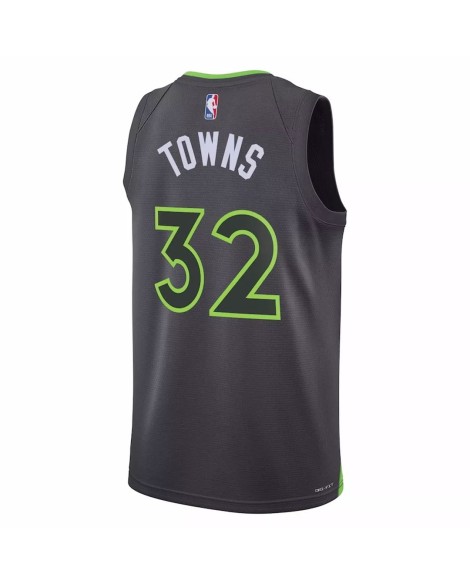Herren Minnesota Timberwolves Karl Anthony Towns 32 Jordan Brand Grey 2022/23 Swingman Jersey mit Disclaimer Edition