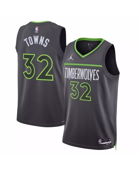 Herren Minnesota Timberwolves Karl Anthony Towns 32 Jordan Brand Grey 2022/23 Swingman Jersey mit Disclaimer Edition