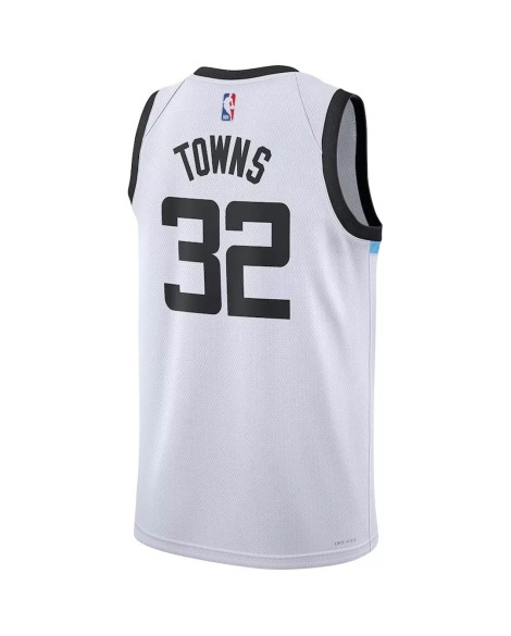Herren Nike Weiß 2022/23 Minnesota Timberwolves Karl Anthony Towns 32 Swingman Shirt für Herren