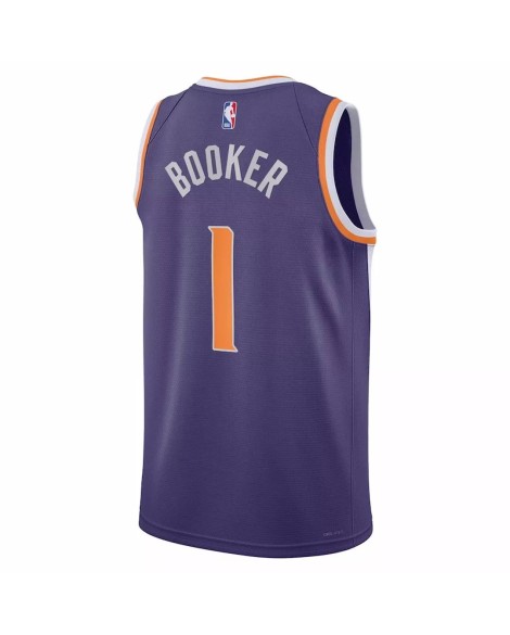 Swingman Phoenix Suns Devin Booker Herren 22/23 Lila No.1 Shirt mit Icon Edition