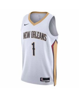 New Orleans Pelicans Herren Zion Williamson No.1 Weiß 22/23 Shirt mit Assoziation Edition