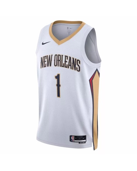 New Orleans Pelicans Herren Zion Williamson No.1 Weiß 22/23 Shirt mit Assoziation Edition