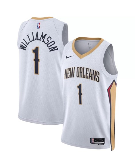 New Orleans Pelicans Herren Zion Williamson No.1 Weiß 22/23 Shirt mit Assoziation Edition