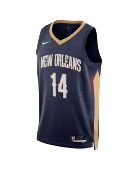 New Orleans Pelicans Brandon Ingram No. 14 Marineblau 22/23 Herren Shirt mit Icon Edition
