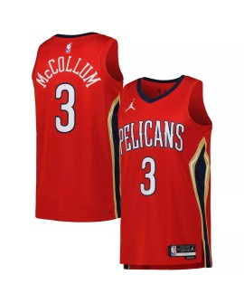 Herren New Orleans Pelicans CJ McCollum No. 3 Jordan Brand Red 2022/23 Swingman Jersey mit Disclaimer Edition