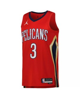 Herren New Orleans Pelicans CJ McCollum No. 3 Jordan Brand Red 2022/23 Swingman Jersey mit Disclaimer Edition