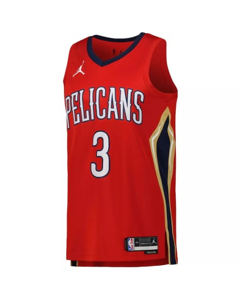 Herren New Orleans Pelicans CJ McCollum No. 3 Jordan Brand Red 2022/23 Swingman Jersey mit Disclaimer Edition
