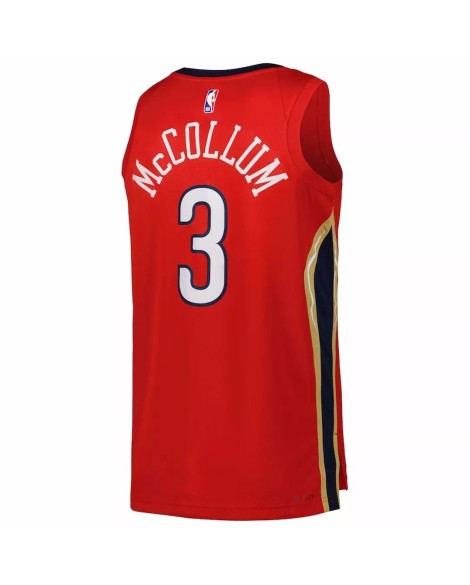 Herren New Orleans Pelicans CJ McCollum No. 3 Jordan Brand Red 2022/23 Swingman Jersey mit Disclaimer Edition