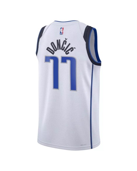 Nike Herren Nike White 2022/23 Dallas Mavericks Luka Doncic No. 77 Swingman Shirt mit Association Edition
