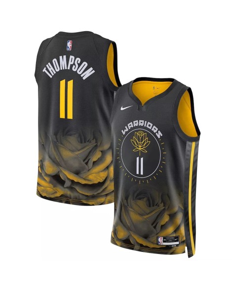 Golden State Warriors Herren Nike No. 11 Klay Thompson Swingman Shirt, schwarz, 2022/23, City Edition