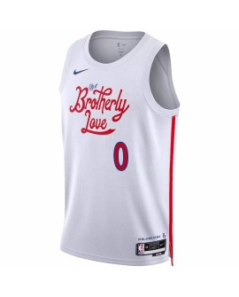 Herren Nike Weiß 2022/23 Philadelphia 76ers Reifen Max Größe 0 Swingman Jersey mit City Edition