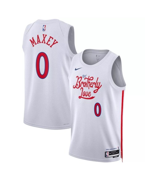 Herren Nike Weiß 2022/23 Philadelphia 76ers Reifen Max Größe 0 Swingman Jersey mit City Edition