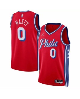 Herren Swingman Philadelphia 76ers Tyrese Maxey 2022/23 Red Jordan Brand Jersey mit Disclaimer Edition