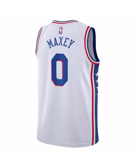 Herren Swingman Philadelphia 76ers Tyrese Maxey White 2022/23 Shirt mit Assoziation Edition