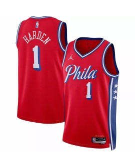 Men's Philadelphia 76ers James Harden 2022/23 Jordan Brand Red Swingman No.1 Shirt für Herren