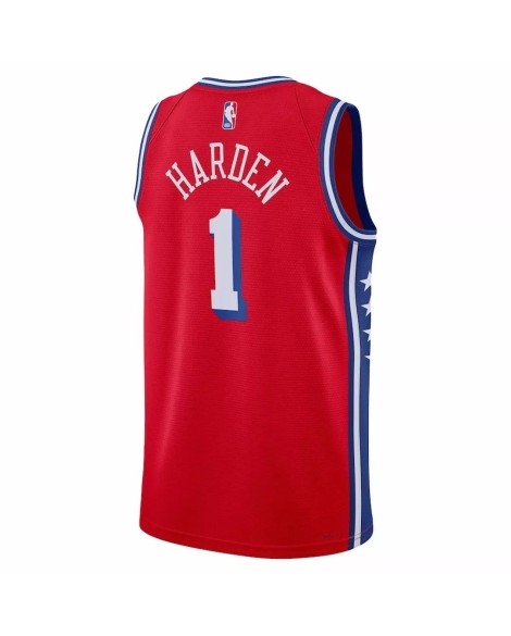 Men's Philadelphia 76ers James Harden 2022/23 Jordan Brand Red Swingman No.1 Shirt für Herren