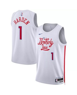 Herren Philadelphia 76ers James Harden No.1 Nike Swingman Shirt mit Weiß 2022/23 City Edition