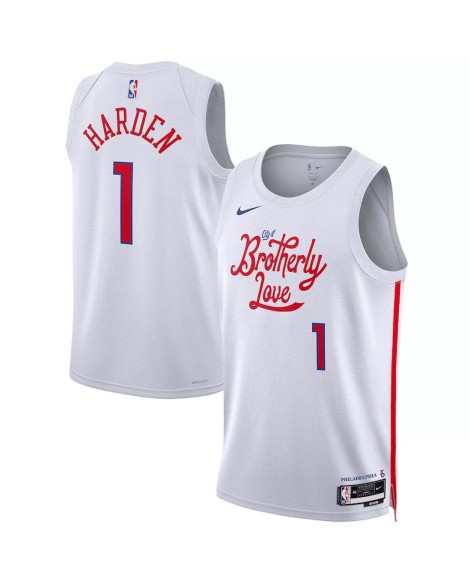 Herren Philadelphia 76ers James Harden No.1 Nike Swingman Shirt mit Weiß 2022/23 City Edition