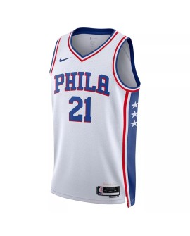 Philadelphia 76ers Joel Embiid 21 White 22/23 Herren Swingman Shirt mit Association Edition