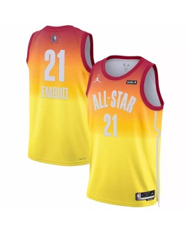 Joel Embiid 21 Jordan Brand Orange 2023 NBA All Star Swingman Herrenhemd