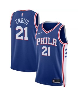 Herren Nike Royal 2022/23 Joel Embiid Philadelphia 76ers No. 21 Swingman Trikot, Icon Version