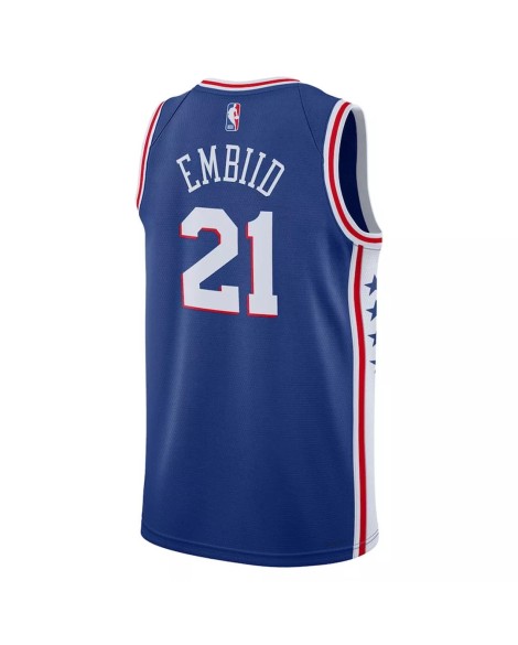 Herren Nike Royal 2022/23 Joel Embiid Philadelphia 76ers No. 21 Swingman Trikot, Icon Version