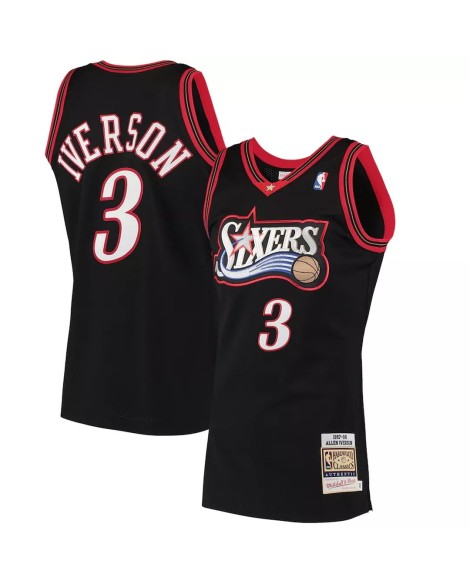 Herren NBA Swingman No. 3 Mitchell&Ness Philadelphia 76ers Iverson Black Shirt 1997/98