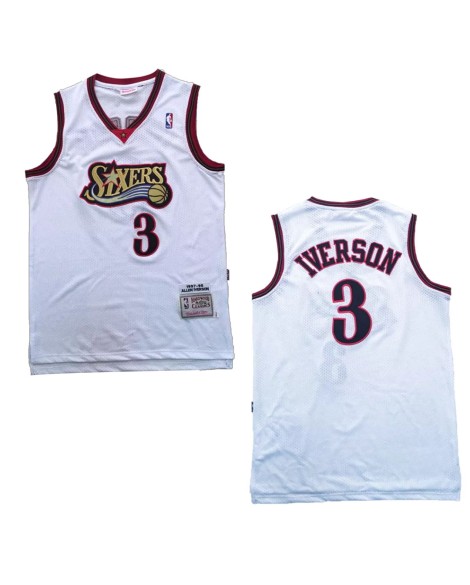 Herren NBA Swingman Iverson No. 3 Mitchell&Ness Philadelphia 76ers Trikot, weiß 1997/98