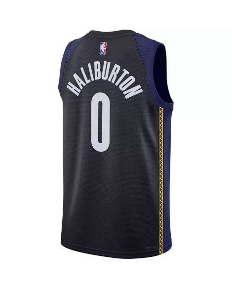 Herren Nike Blue 2022/23 Swingman Indiana Pacers Tyris Halliburton No. 0 Jersey mit City Edition
