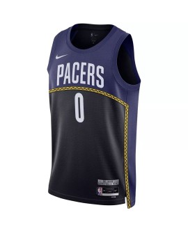 Herren Nike Blue 2022/23 Swingman Indiana Pacers Tyris Halliburton No. 0 Jersey mit City Edition