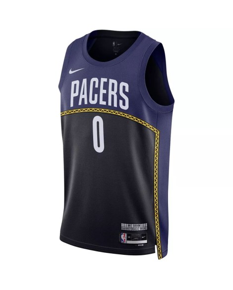 Herren Nike Blue 2022/23 Swingman Indiana Pacers Tyris Halliburton No. 0 Jersey mit City Edition